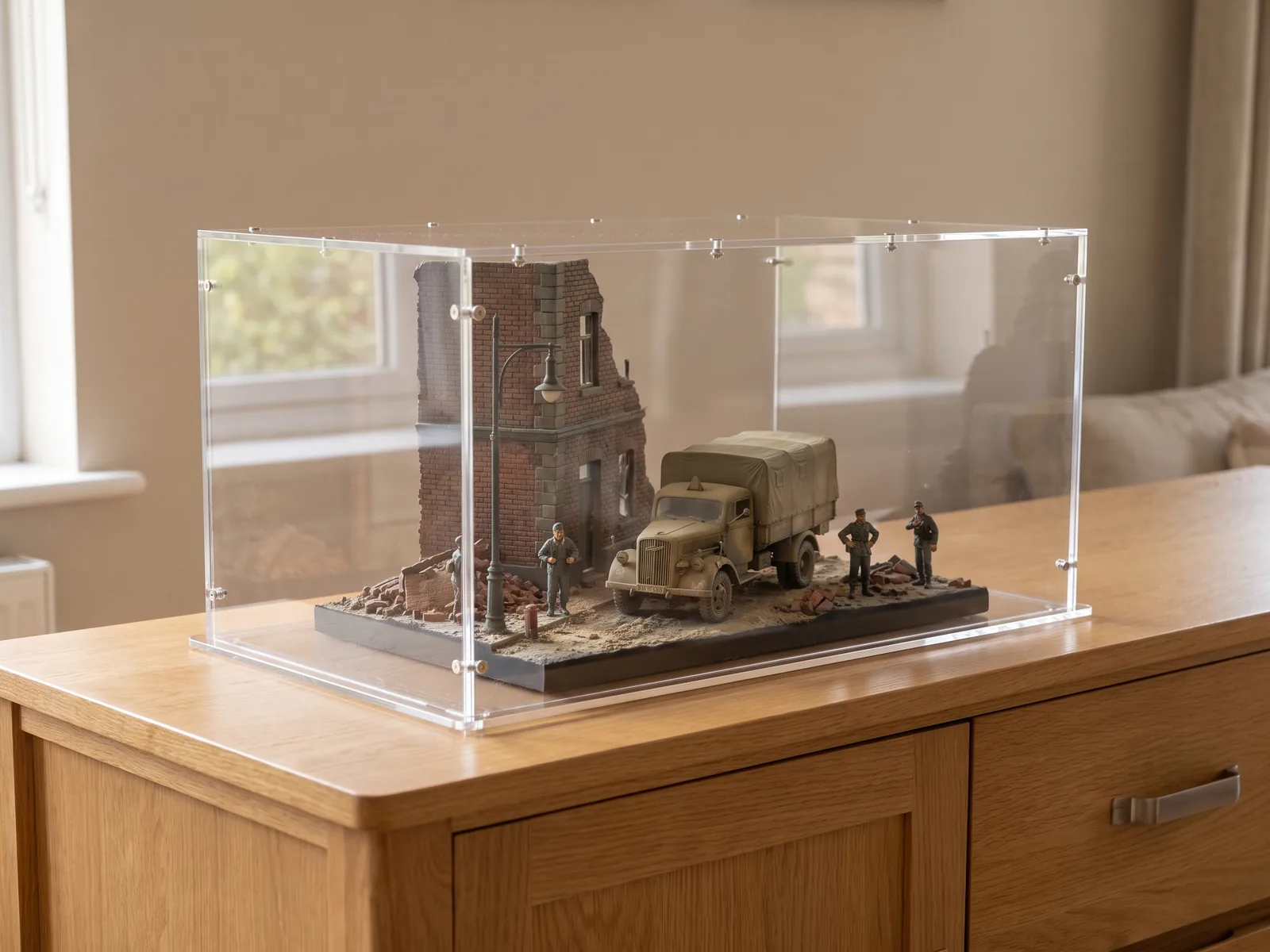 Made to measure acrylic display case over a diorama